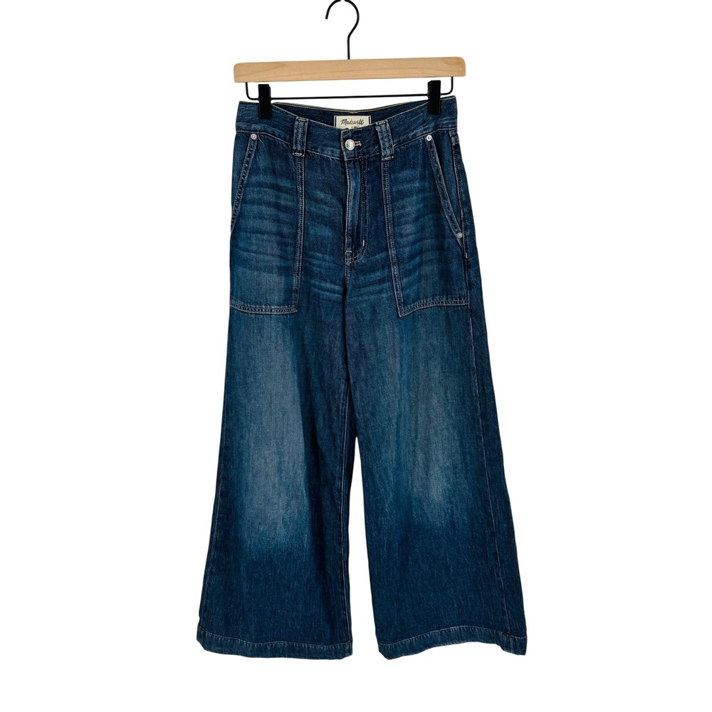 Madewell Superwide-Leg Jeans Blue 25 High Rise Lyocell Blend Dark‎ Wash Denim